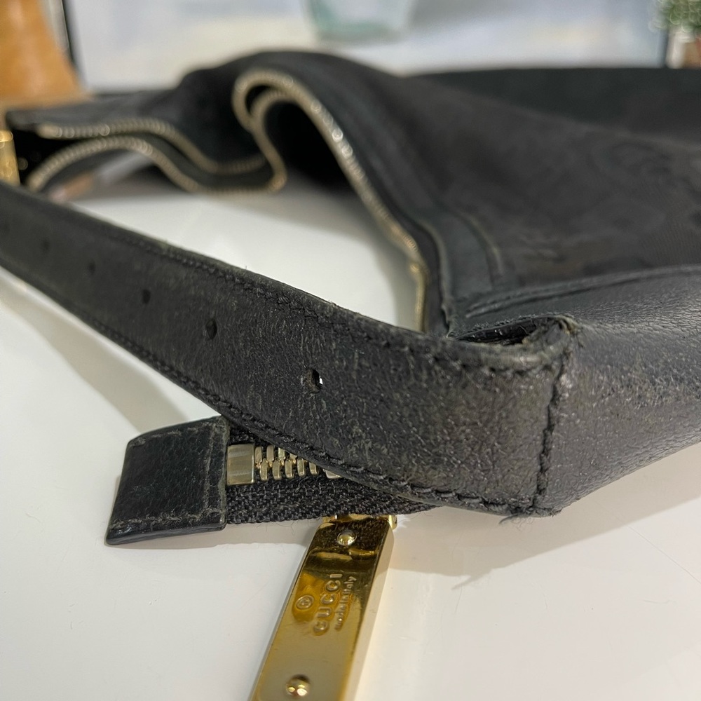 Gucci Hobo Bag %100 Authentic Black Canvas - Picture 9 of 16